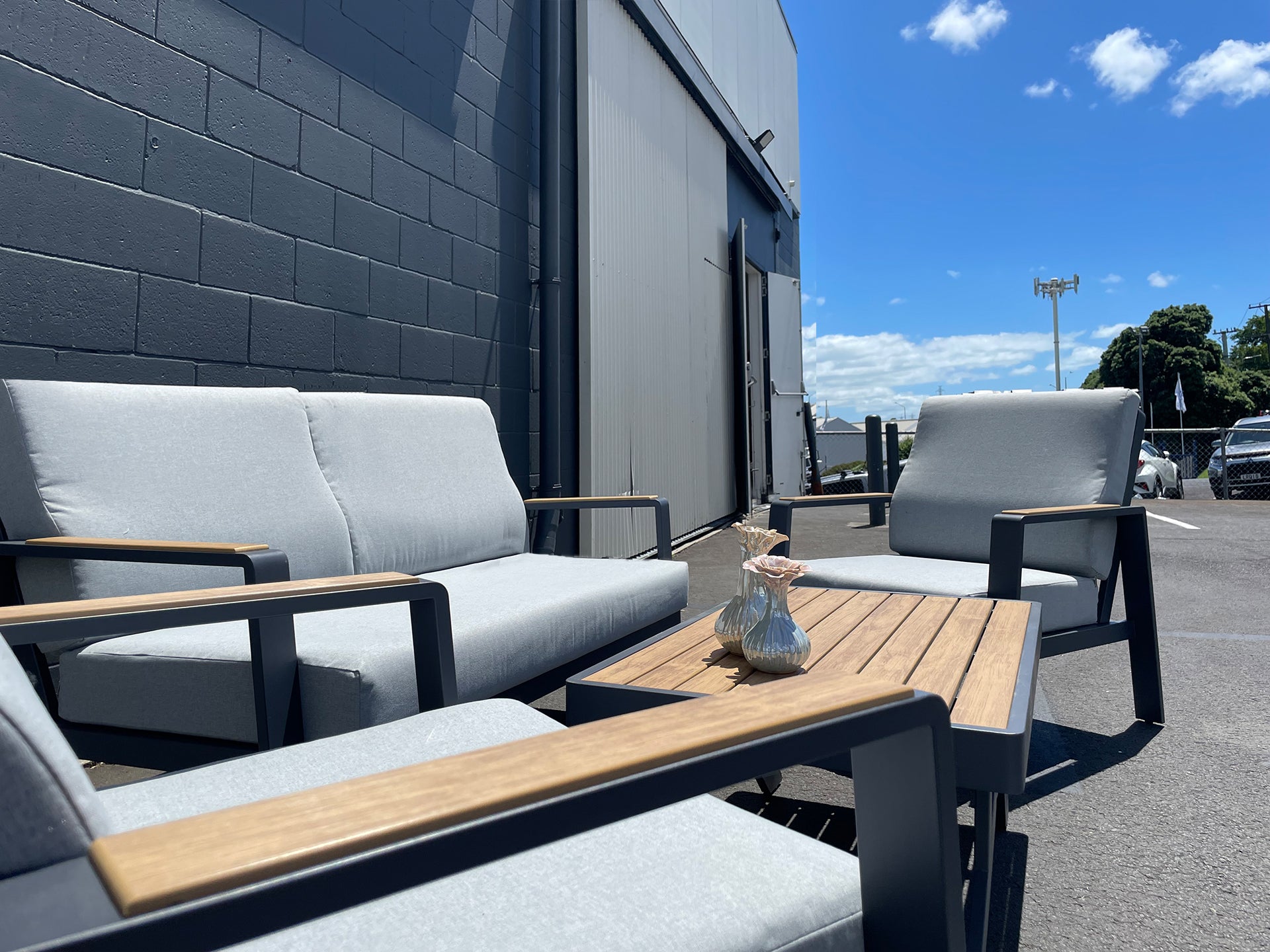 Campbell 4 Piece Outdoor Sofa Set - Grey