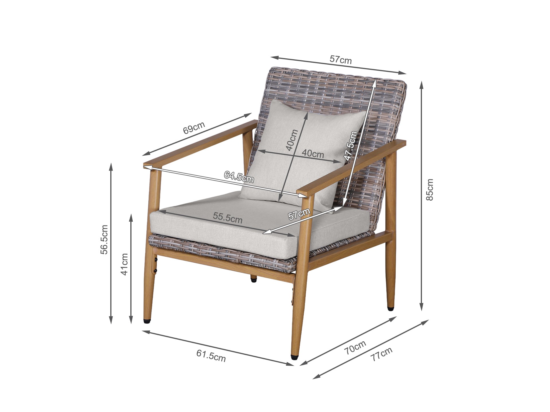 Thasos 4 Piece Outdoor Sofa Set - Light Grey
