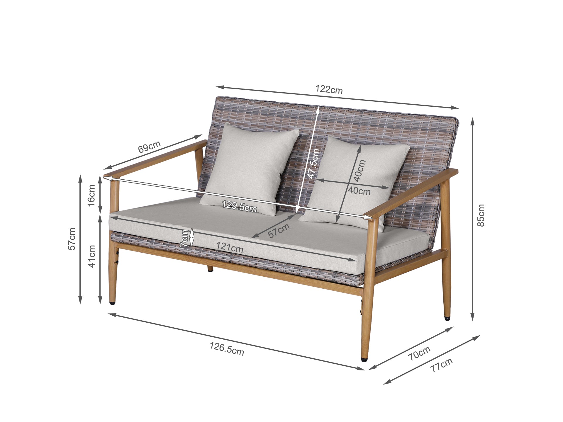 Thasos 4 Piece Outdoor Sofa Set - Light Grey