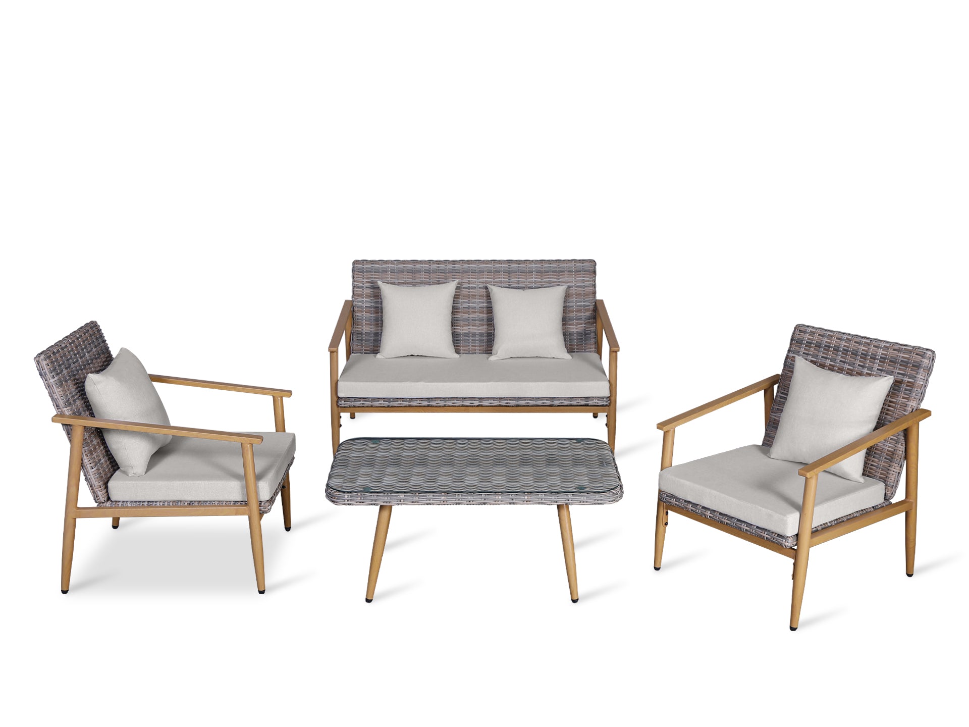 Thasos 4 Piece Outdoor Sofa Set - Light Grey