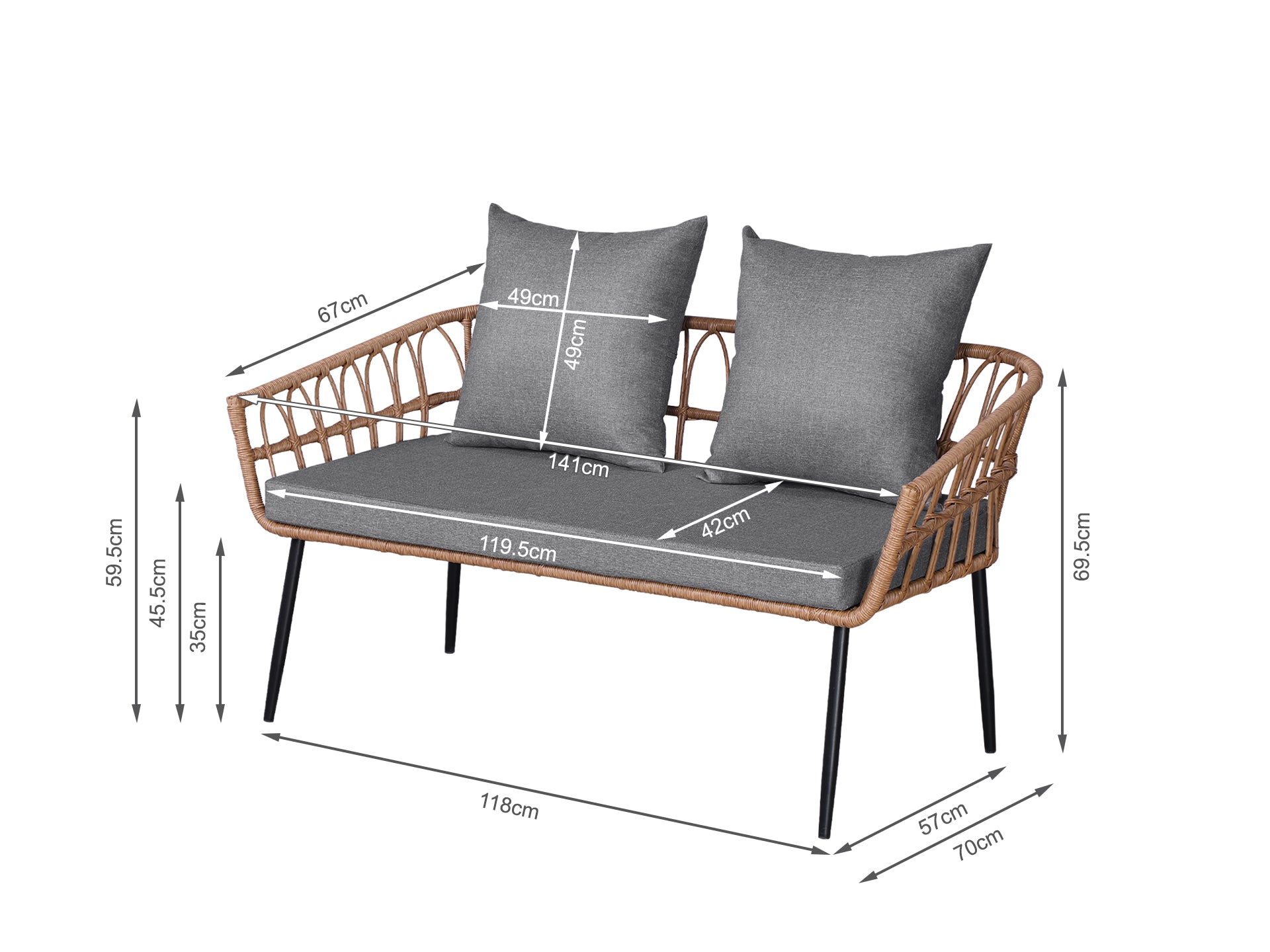 Goulburn 4 Piece Outdoor Sofa Set - Grey