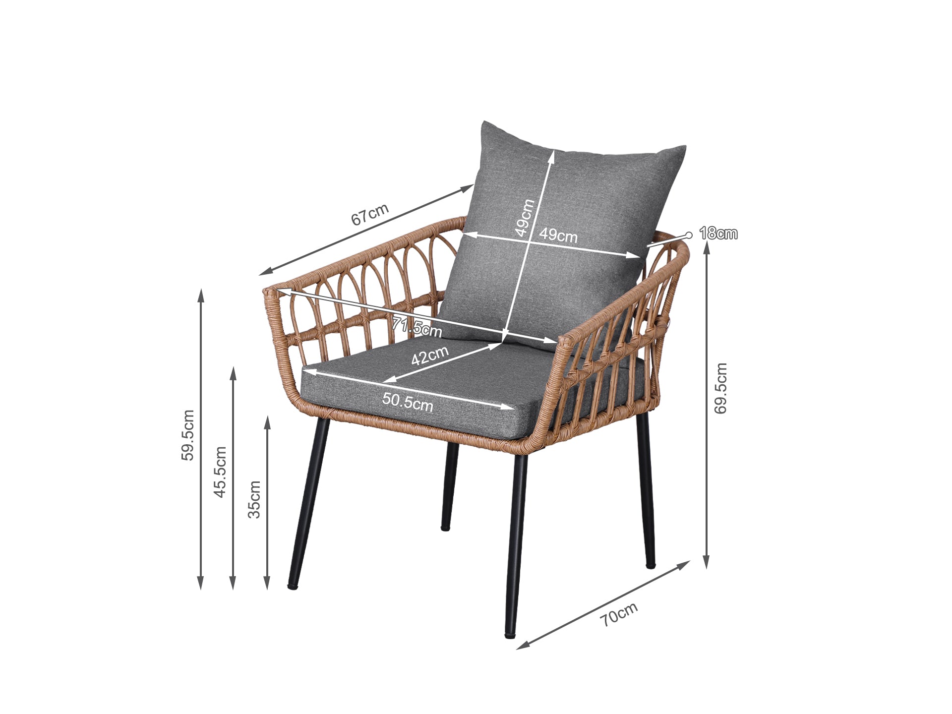 Goulburn 4 Piece Outdoor Sofa Set - Grey