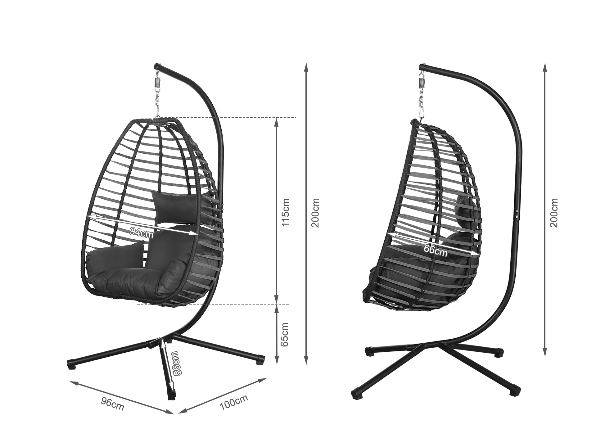 Aegina Outdoor Hanging Egg Chair - Dark Grey