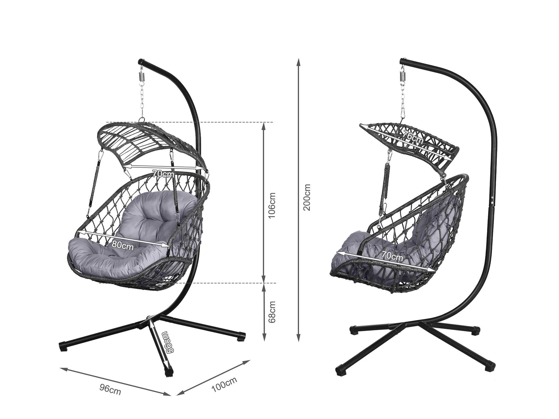 Paxos Outdoor Hanging Egg Chair - Grey