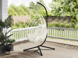 Chios Outdoor Hanging Egg Chair - Natural + White