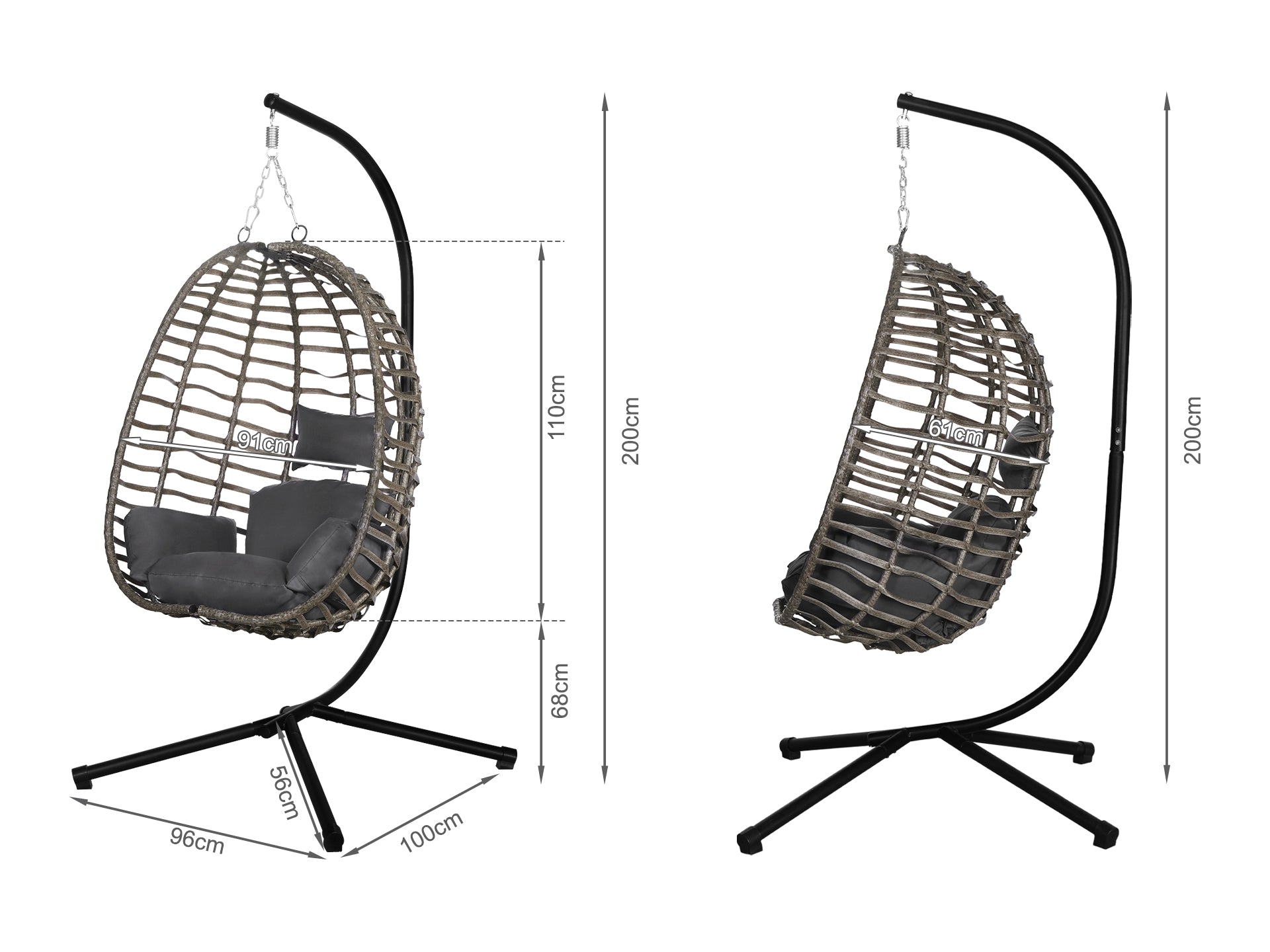 Howland Outdoor Hanging Egg Chair - Grey