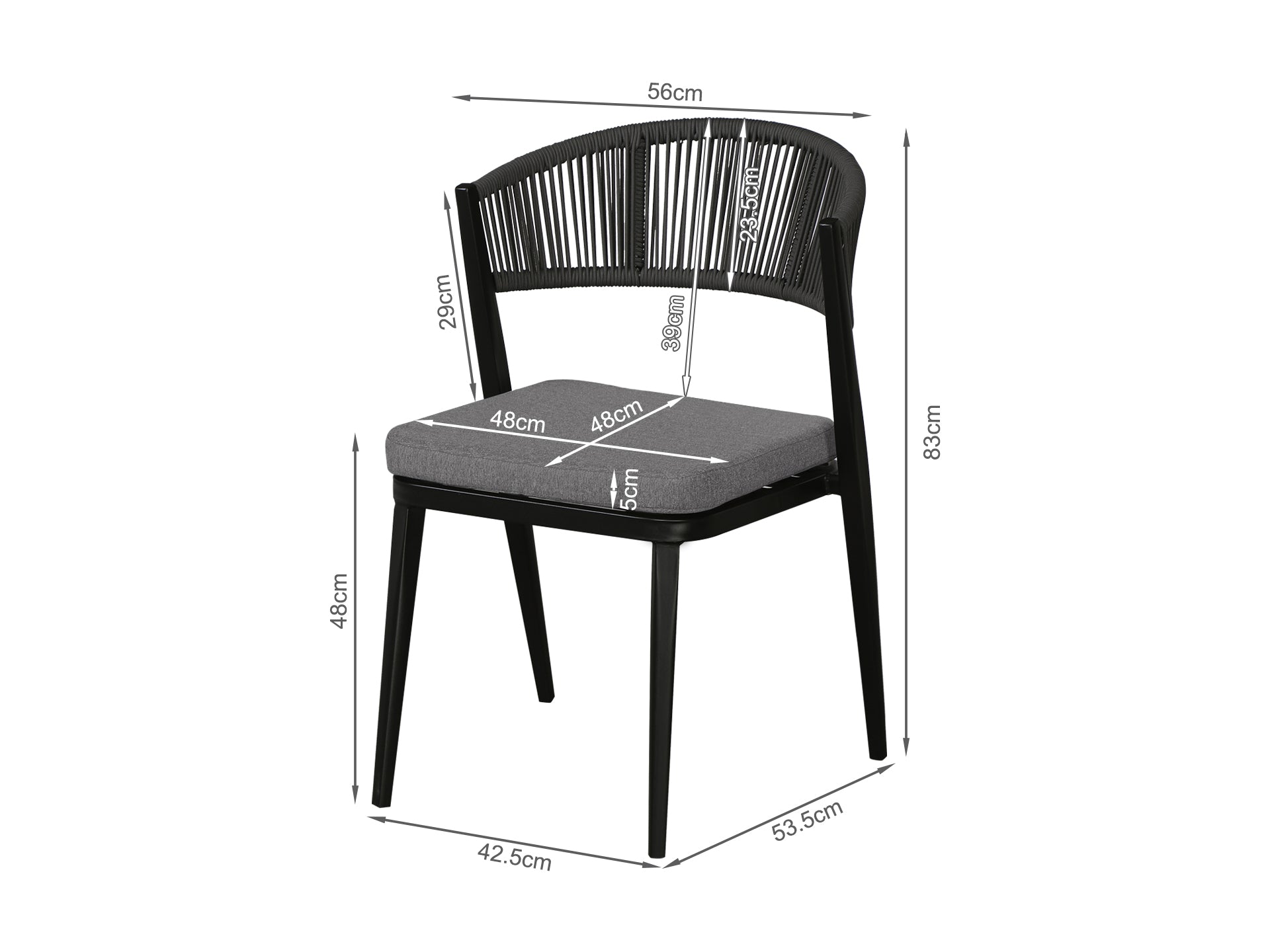 Caldey 5 Piece Outdoor Dining Set - Grey
