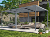 TOUGHOUT Manual Louvre Roof Aluminium Pergola 6m x 3m - Charcoal Grey